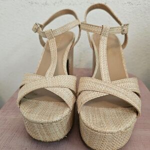 SUN+STONE Womens NEW Jillien T-Strap Platform Block Heel Sandals